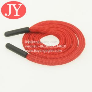 Quality Red Round Polyester shoelace Cord Injection Matte Logo Black Plastic Aglets Eco-friendly Material Tpu Soft Aglet Cords for sale