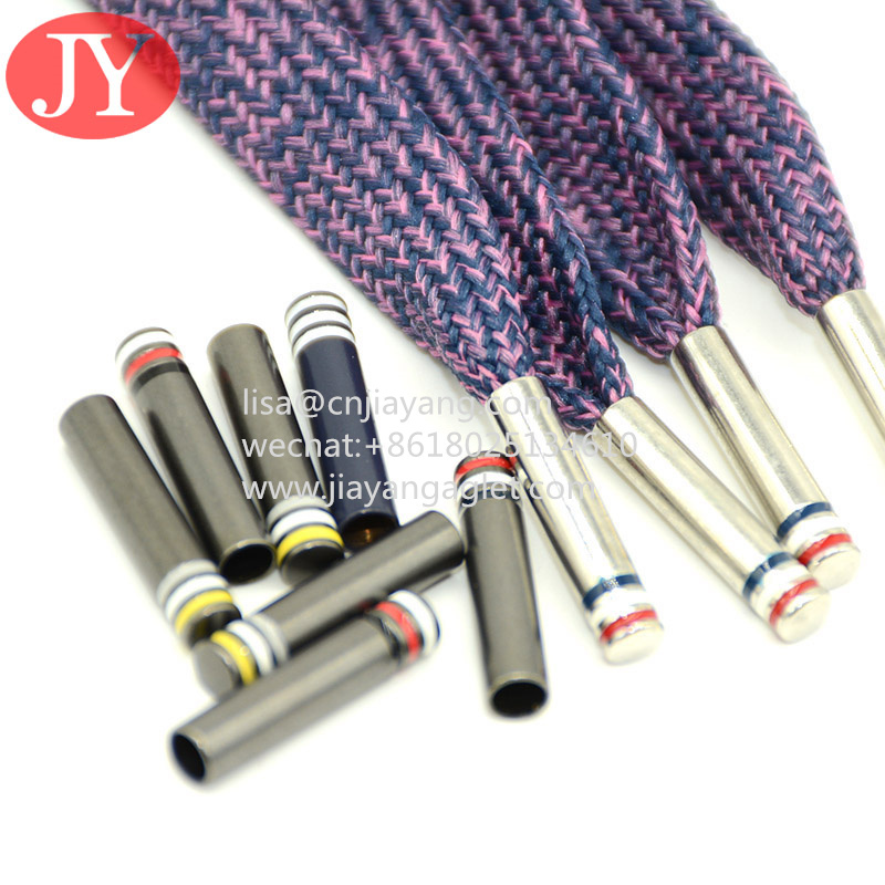 Quality popular aglet tips shoe laces metal tip curling round metal aglets for sport shoe metal lace cord tips for sale