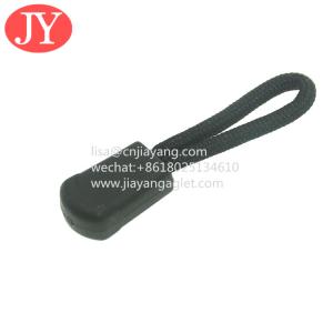 Quality plastic string zipper puller for garments custom logo and size rubber zip puller for sale