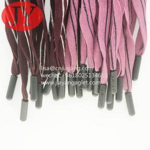 Quality custom drawstring cord colored flat hoodie draw string injected rubber plastic tips Draw cord ends for sale