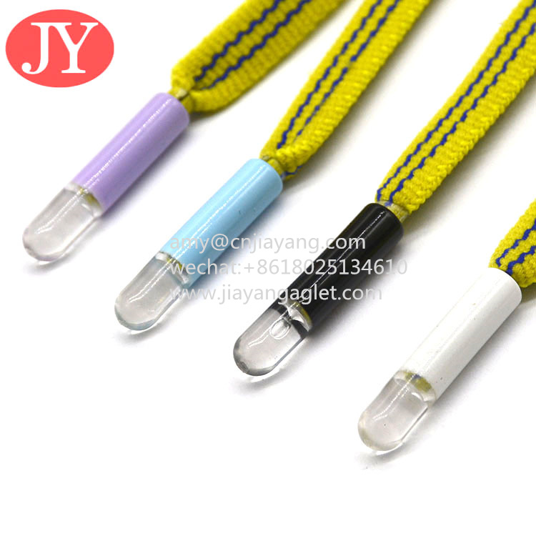 Quality 5*17mm Tpu soft plastic shoe lace aglets durable seamless tubular rope cord plastic aglet for sale