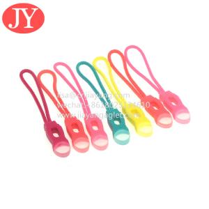 Quality JiaYang direct product good quality zip tags cord ,cord pvc rubber zipper puller 3D raised logo for sale