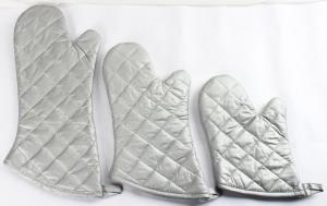 Quality Silver Plated Cotton Heat Resistant Oven Mitts Soft Thickened Plain Design for sale