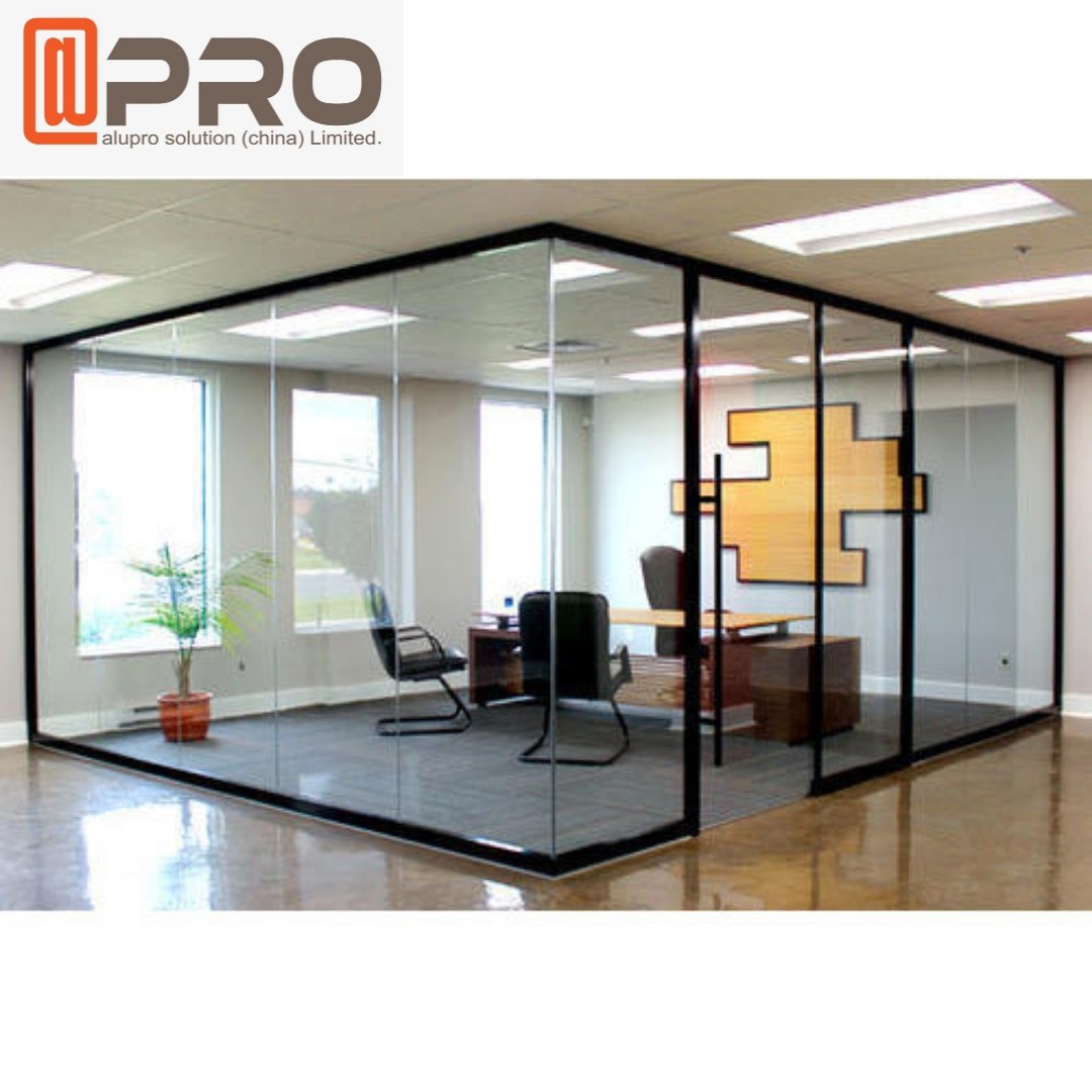 Quality Aluminum Glass Office Partitions Frosted Glass Partitions Sound Proof for sale
