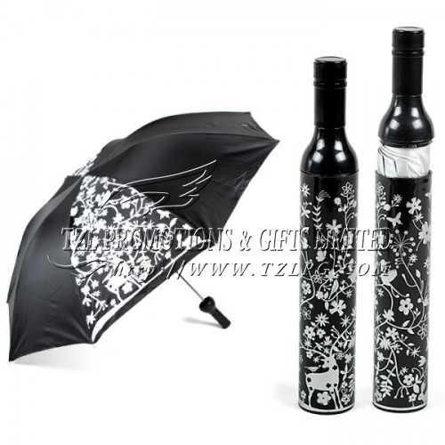 Quality Gifts Wine Bottle Umbrellas for promotion, LOGO/OEM available folded Umbrella FD-B409 for sale