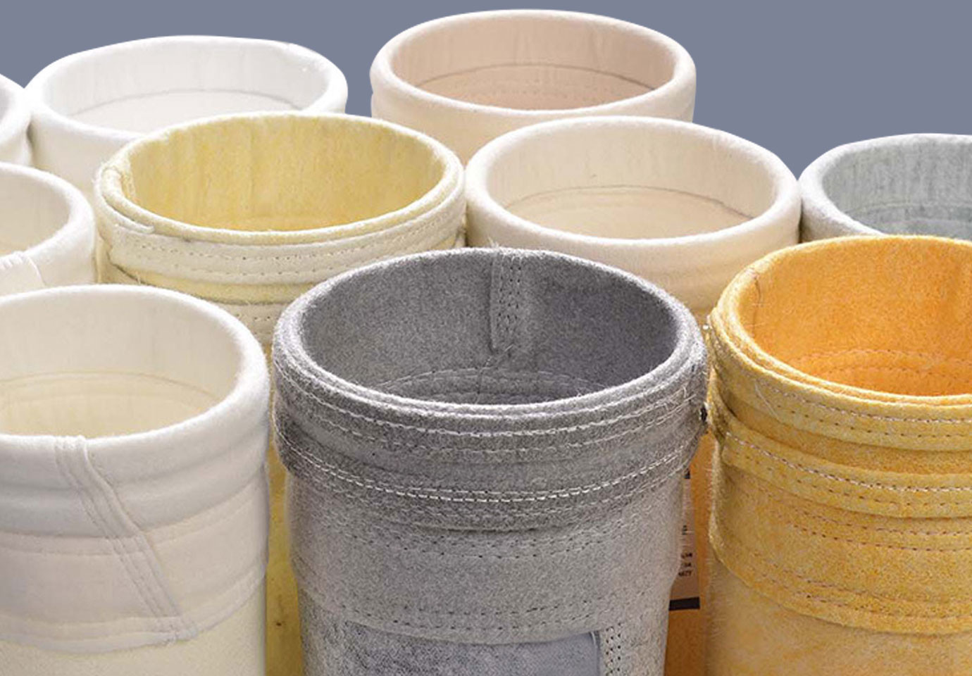 Quality Anti Alkali Fiberglass Polyester Filter Bag Singeing Treatment for sale