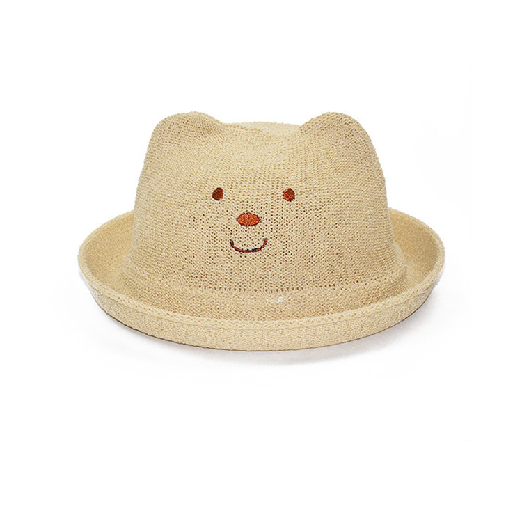 Quality Korean Version Baby Cat Ears Hat , Kids Summer Hats Straw Material for sale