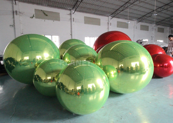 Quality Red Green Custom Size Double Layer PVC Inflatable Mirror Ball Hanging Sphere Disco Balls Balloon For Advertising Events for sale