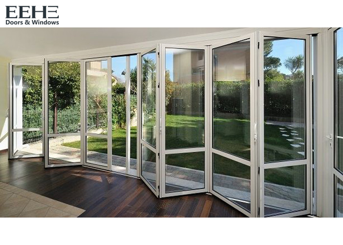 Quality External White Aluminium Bifold Doors / Double Glazed Aluminium Folding Patio for sale