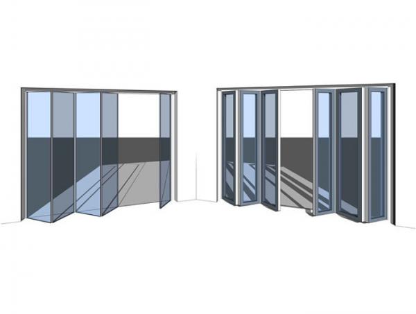 Weatherstripping Grey Aluminium Folding Doors For Patio Exterior 2.0mm Thickness