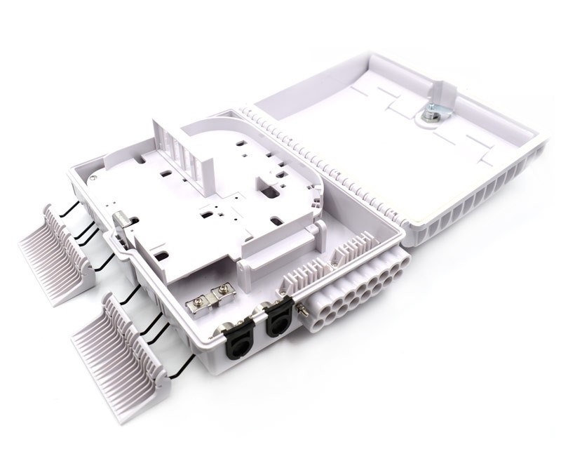 Quality ABS PLC Fiber Optic Termination Box Wall Mount 16 Fiber 2 Ports For Telcom FTTH for sale