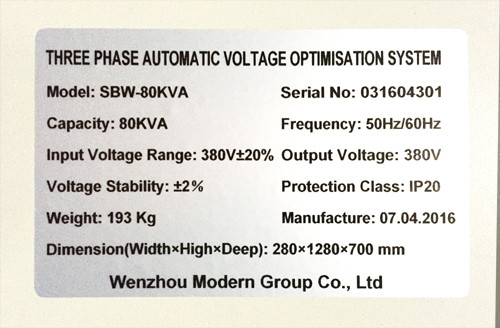 Quality 80KVA 380V 50/60Hz Single/Three Phase Voltage Stabilizer Optimisation System, Medium Voltage Split-Phase with OEM IP20 for sale