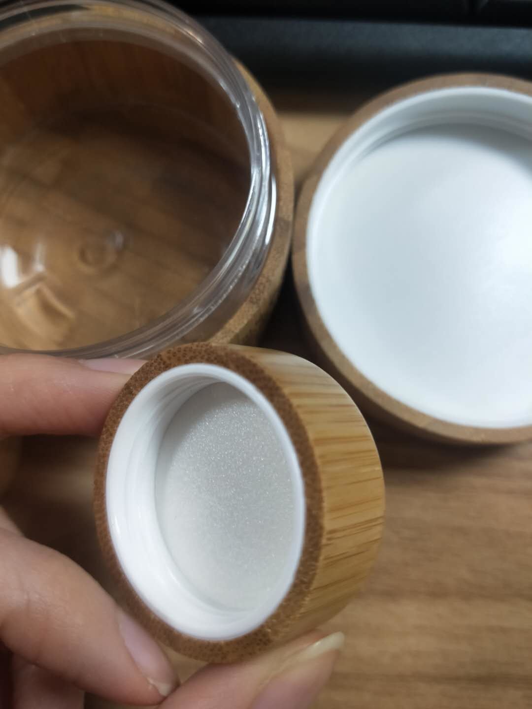 Quality 5g 100g 50g bamboo cosmetic jars For Face / Eye Cream / Body Lotion for sale