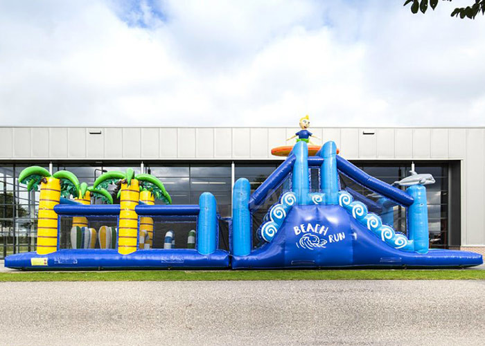 Quality Giant Crazy Inflatable Obstacle Race Blue Color For Kids And Adults for sale