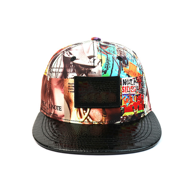 Quality High - End ACE Unisex Creative Graffiti Snapback Curve Brim Cap Leather With Leather Patch for sale