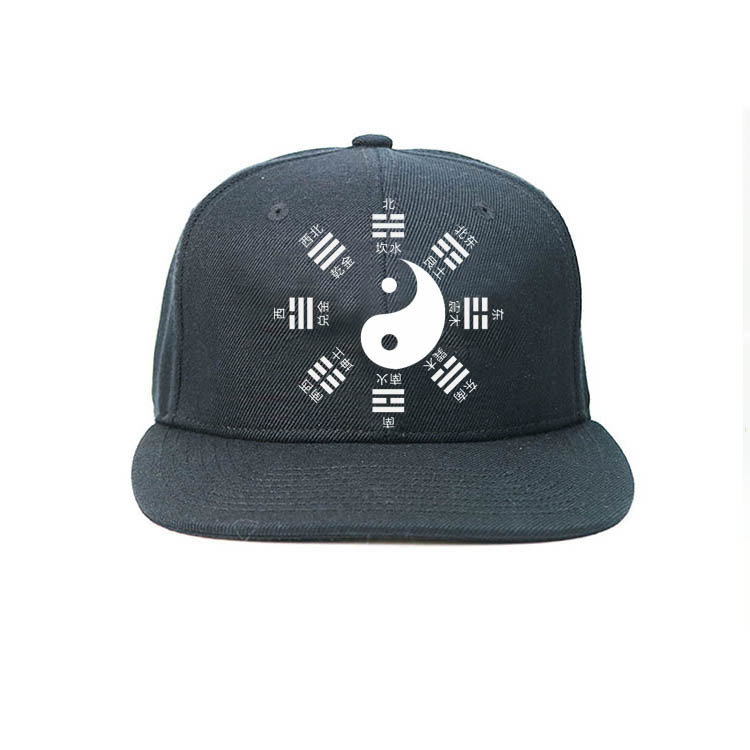 Quality Adjustable Flat bill Customized design rubber printing Tai Ji Sports snapback Hats Caps for sale