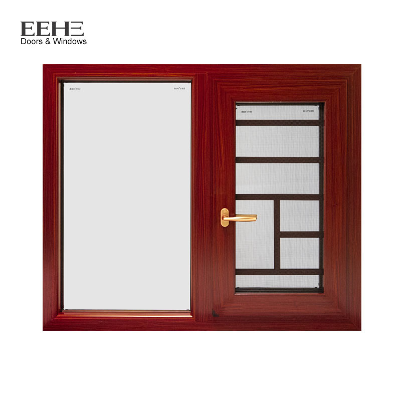 Quality Natural Anodized Type Aluminium Casement Window With Mosquito Net 5+20A+5mm for sale