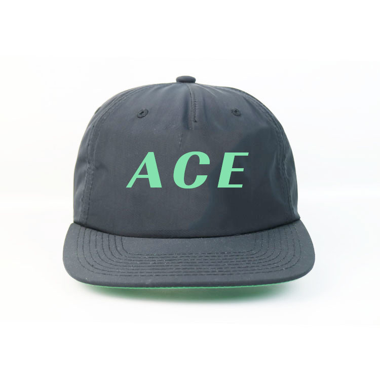 Quality ACE New design Black Flat bill 5panel  Customized printing logo hip hop snapback Hats Caps for sale