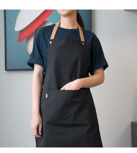 Quality Black Blue Green Customized Logo Cotton Kitchen Apron Durable For Cooking Chef for sale