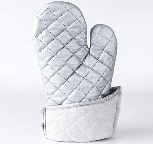 Quality Washable Silver Oven Gloves , Heat Proof Kitchen Gloves Heat Transfer Printing for sale