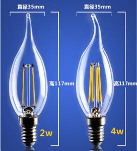 Quality 4W 6W C35 E14 Edison COG lamp LED Filament Bulb B22 G45 G95 ST64 bulb glass G125 for sale