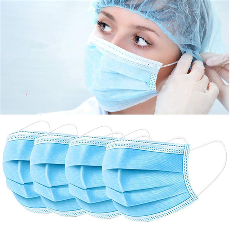 Quality Blue 3 Layer Disposable Medical Face Mask , Disposable Dust Mouth Mask for sale