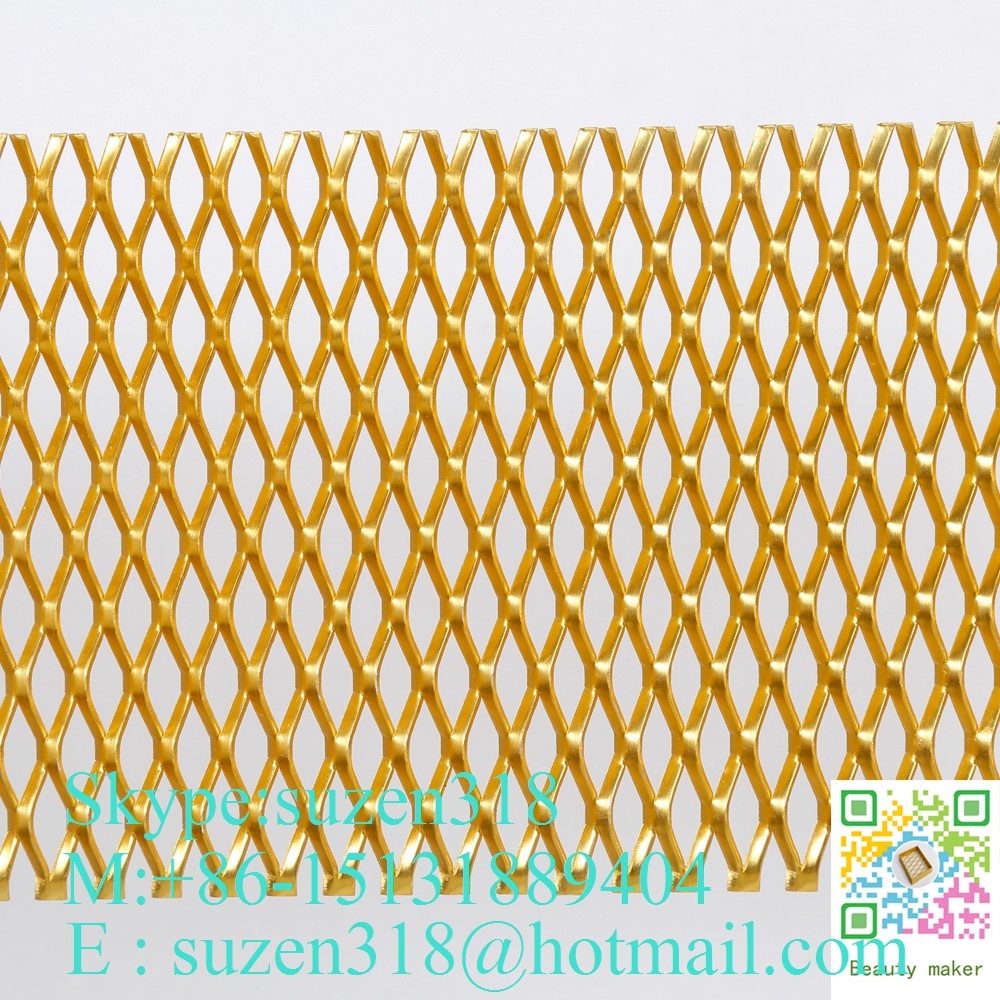 Quality anodized gold decorative small hole aluminum expanded metal mesh factory for sale