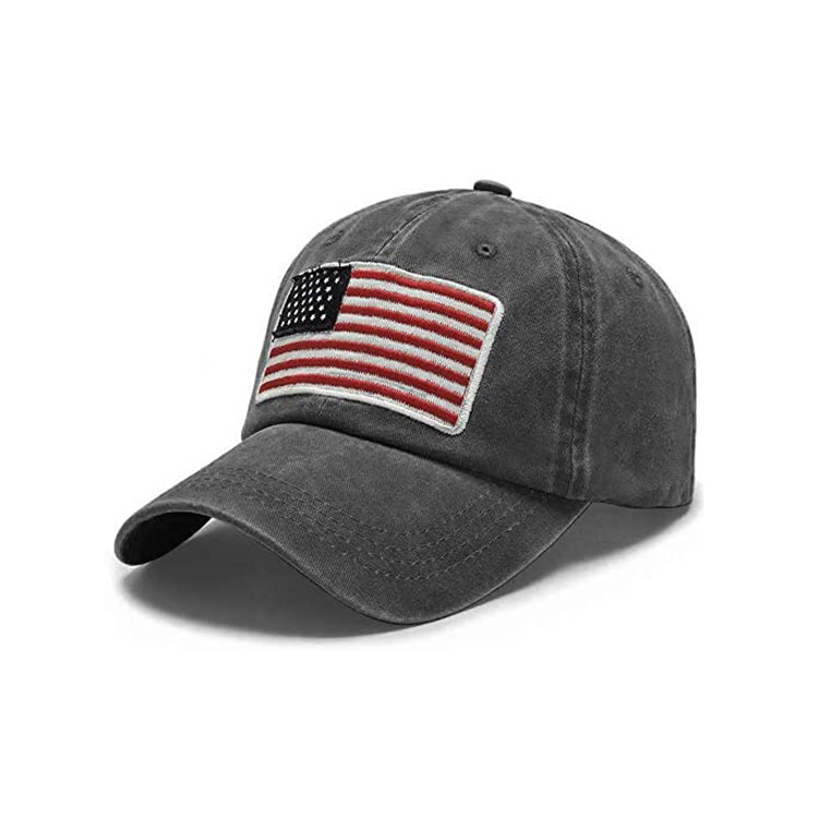 Quality Trucker Curved Brim Six Panel Dad Cap Embroidered USA Logo for sale