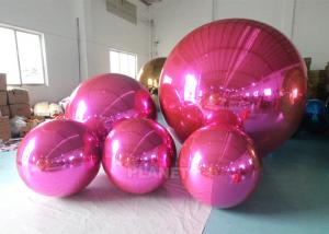 Quality Rosed Red PVC Floating Inflatable Reflective Mirror Ball Christmas Inflatable Sphere Mirror Balloon for sale