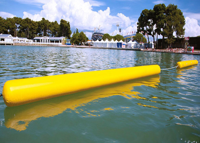 Quality Customize Floating 0.9mm PVC Yellow Inflatable Long Cylinder Buoy Tube For Water Park for sale