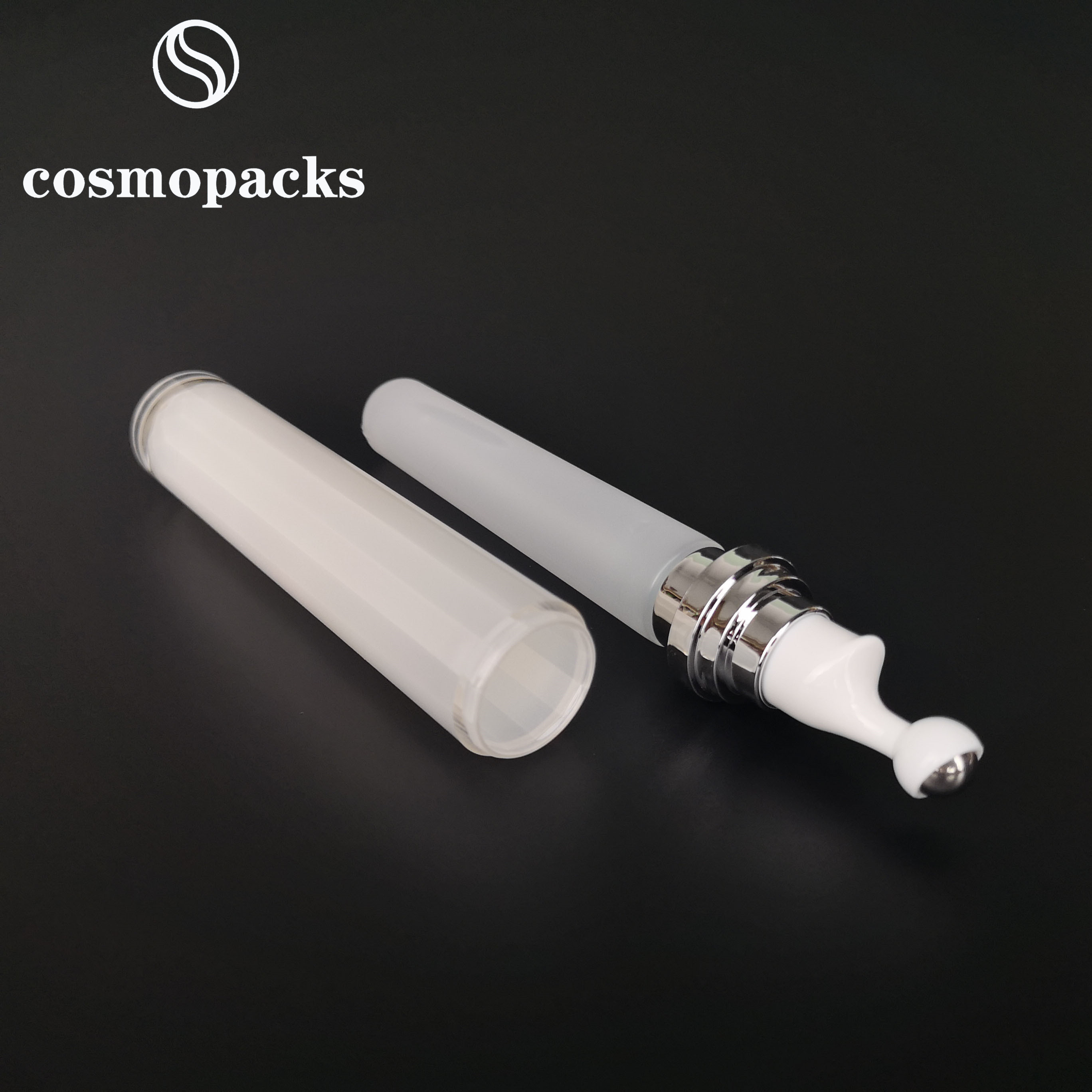 Quality Acrylic Serum Roller Airless Cosmetic Bottles Creamy White for sale