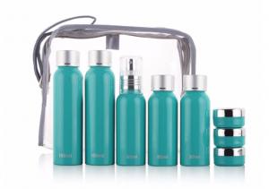Quality 8pcs PET Plastic Travel Bottle Kit , Pump Sprayer 80ml Cosmetic Travel Kit for sale