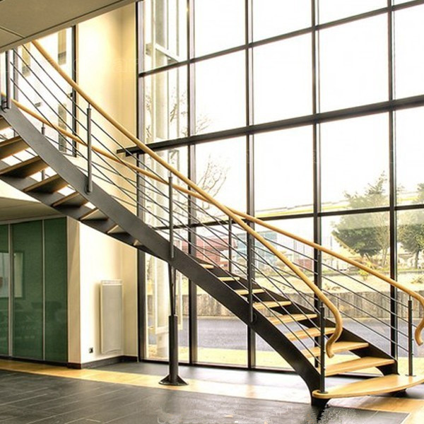 Quality Arc Modern Wood Steel Round Staircase for sale