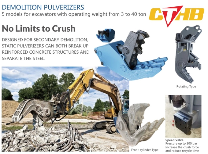 42CrMo Concrete Pulverizer Yakai CTHB 360 Rotating Hydraulic Pulverizer For Excavator 0