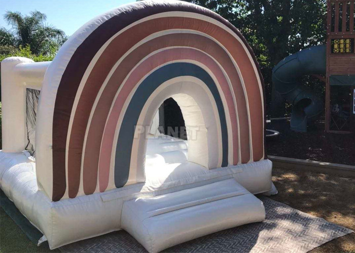 Quality Adults Kids PVC Inflatable White Wedding Bouncy Castle Rainbow Bounce House for sale