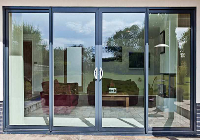 Quality Modern House Security Aluminium Sliding Glass Doors With Powder Coating hidden sliding doors Double sliding doors for sale