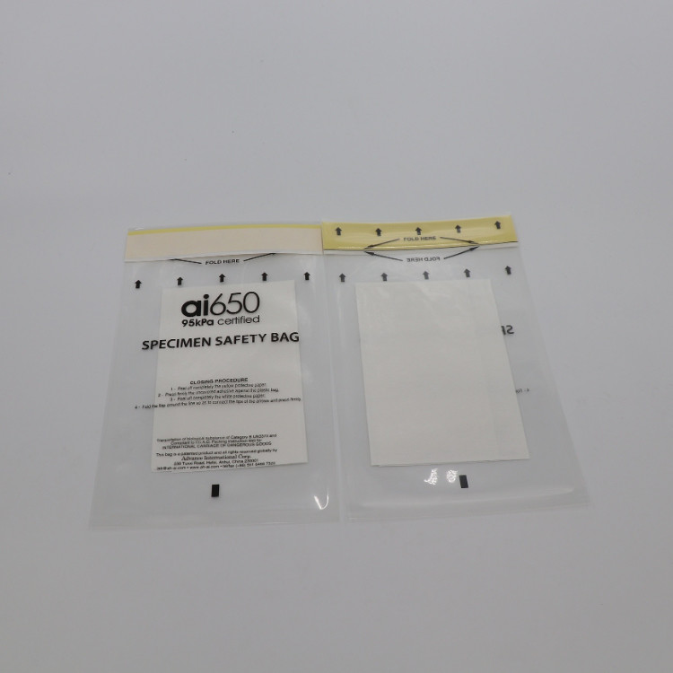 Quality Self Adhesive Seal Top Biohazard Specimen Bag With Black Warning Label for sale