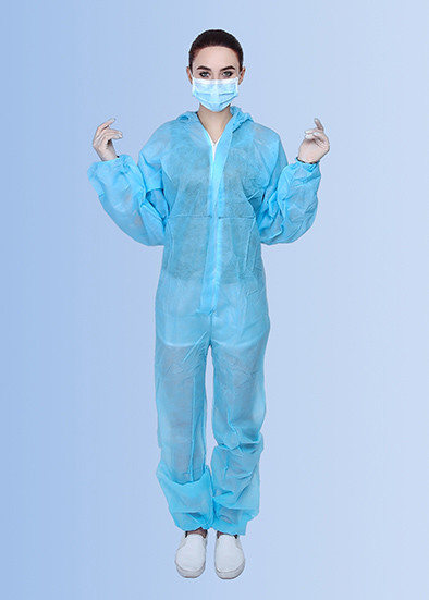 Quality Safety Chemical Protective Blue Disposable Coveralls Suit Waterproof for sale