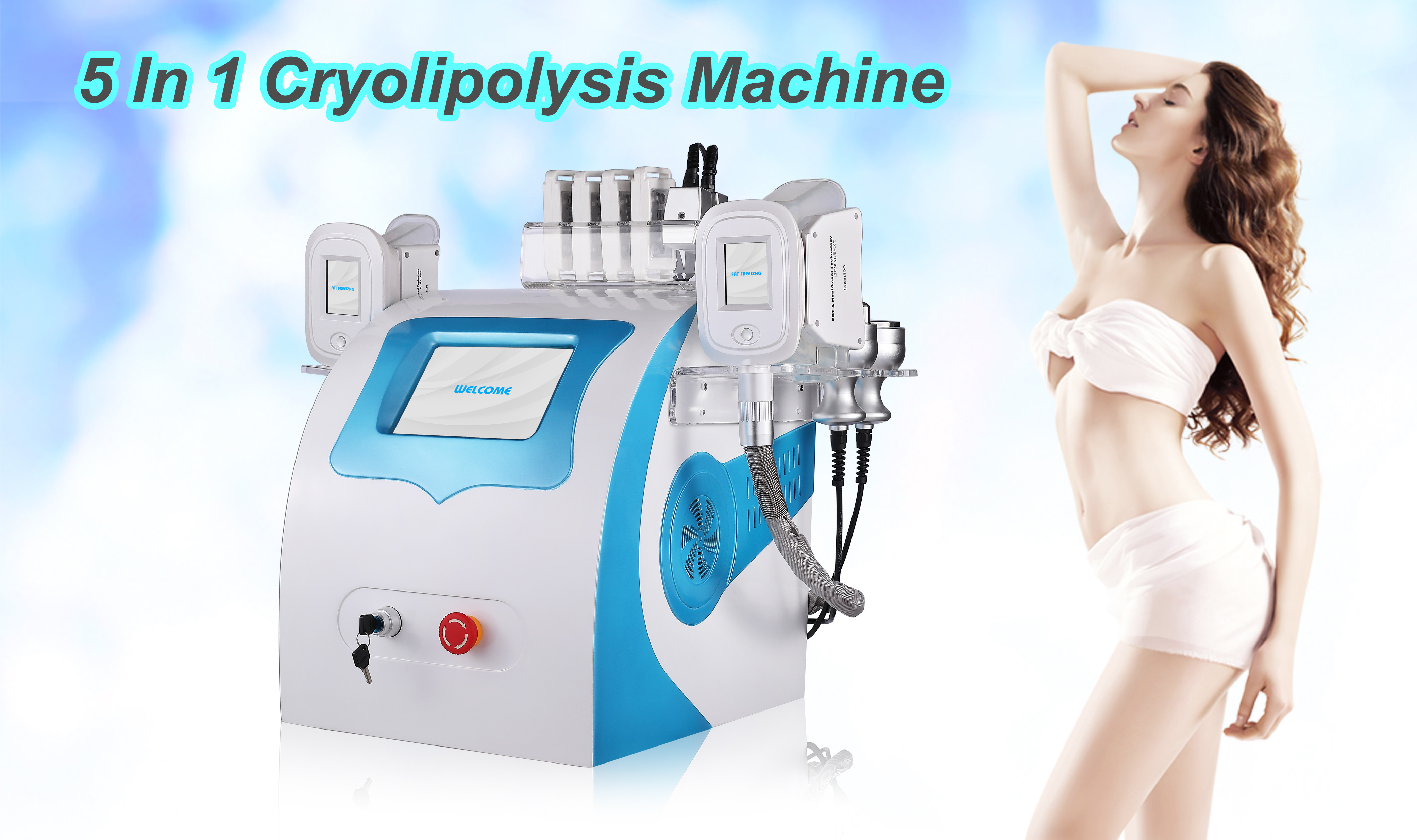 Quality Portable 5 In 1 Cryolipolysis Slimming Machine With Lipo Laser / Cavitation / RF for sale