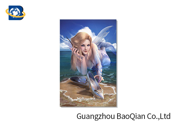Quality Beautiful 3D Printed Greeting Cards Pretty Mermaid Image PET Material Customized for sale