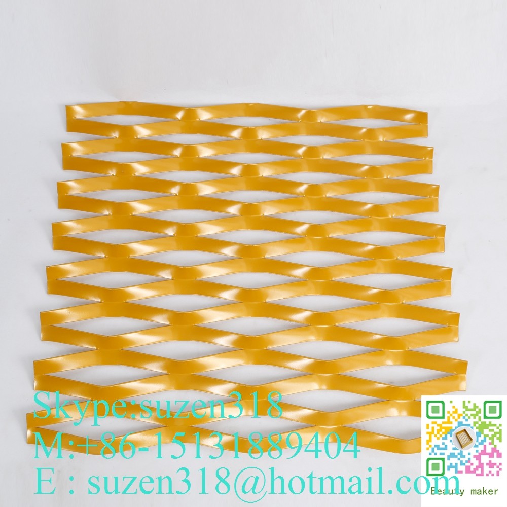 Quality anodizing gold color aluminum metal curtain wall expanded metal mesh for sale