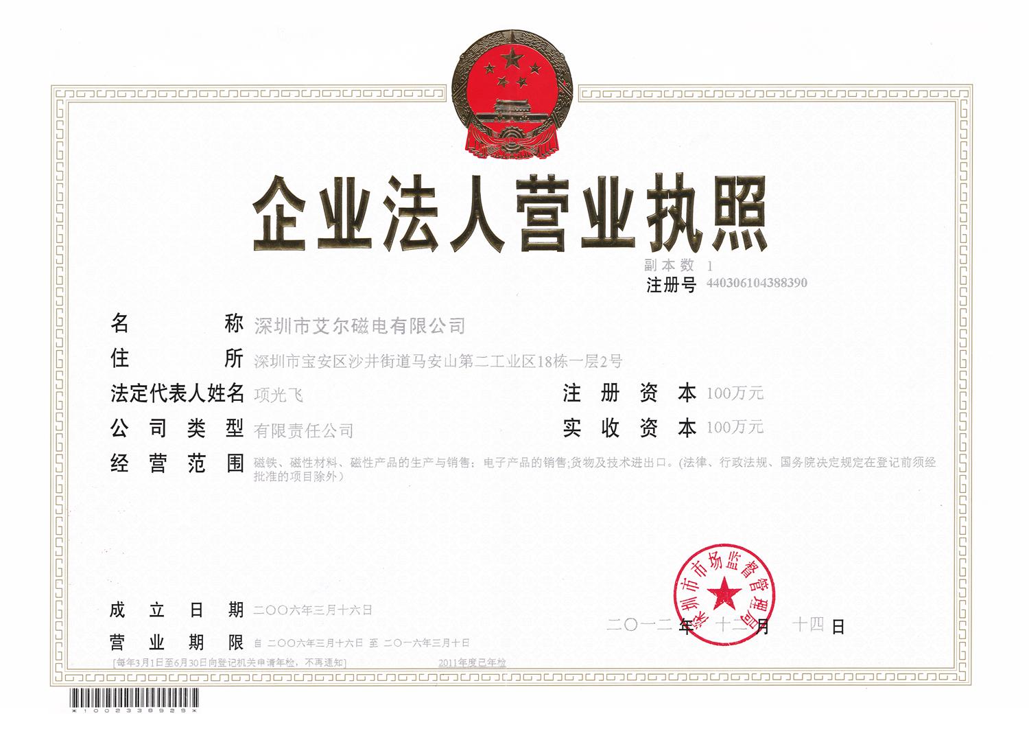 Hong Kong U Magnet Industry Co.,Limited Certifications