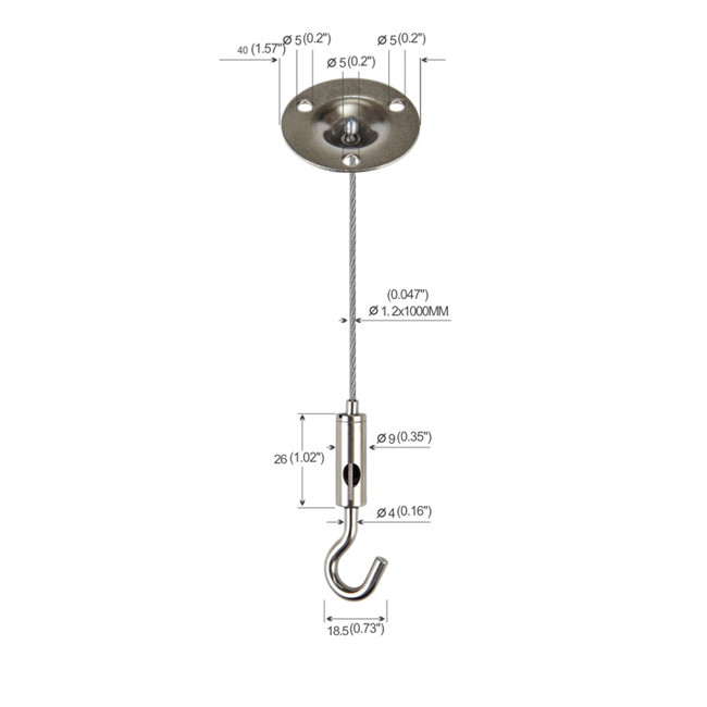 Quality Brass Steel Three Holes Suspended Cable Lighting System With A Hook Gripper YW86019 for sale