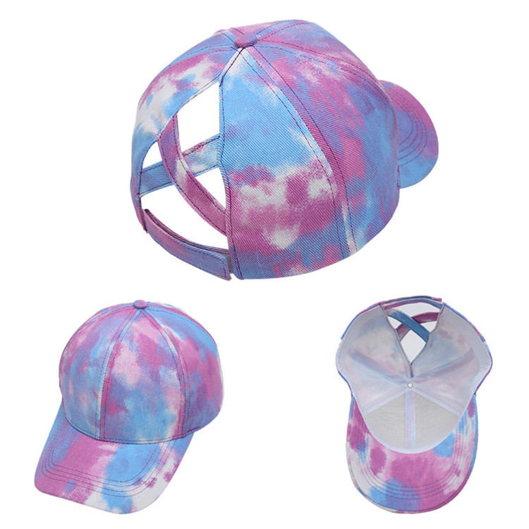 Quality Tie Dye Criss Cross Band Ponytail Baseball Cap 58cm For Adults for sale