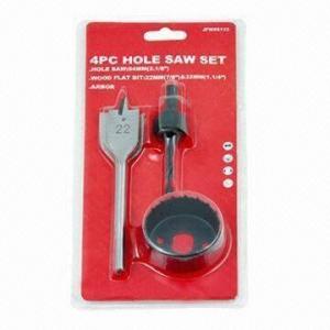 Quality 4-piece TCT deep hole saw set with arbor and wood flat bit for sale