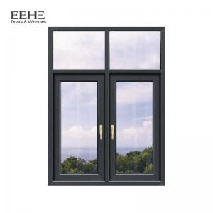 Quality PVDF Aluminium Frame Glass Window / Reflective Glass Black Aluminium Windows for sale