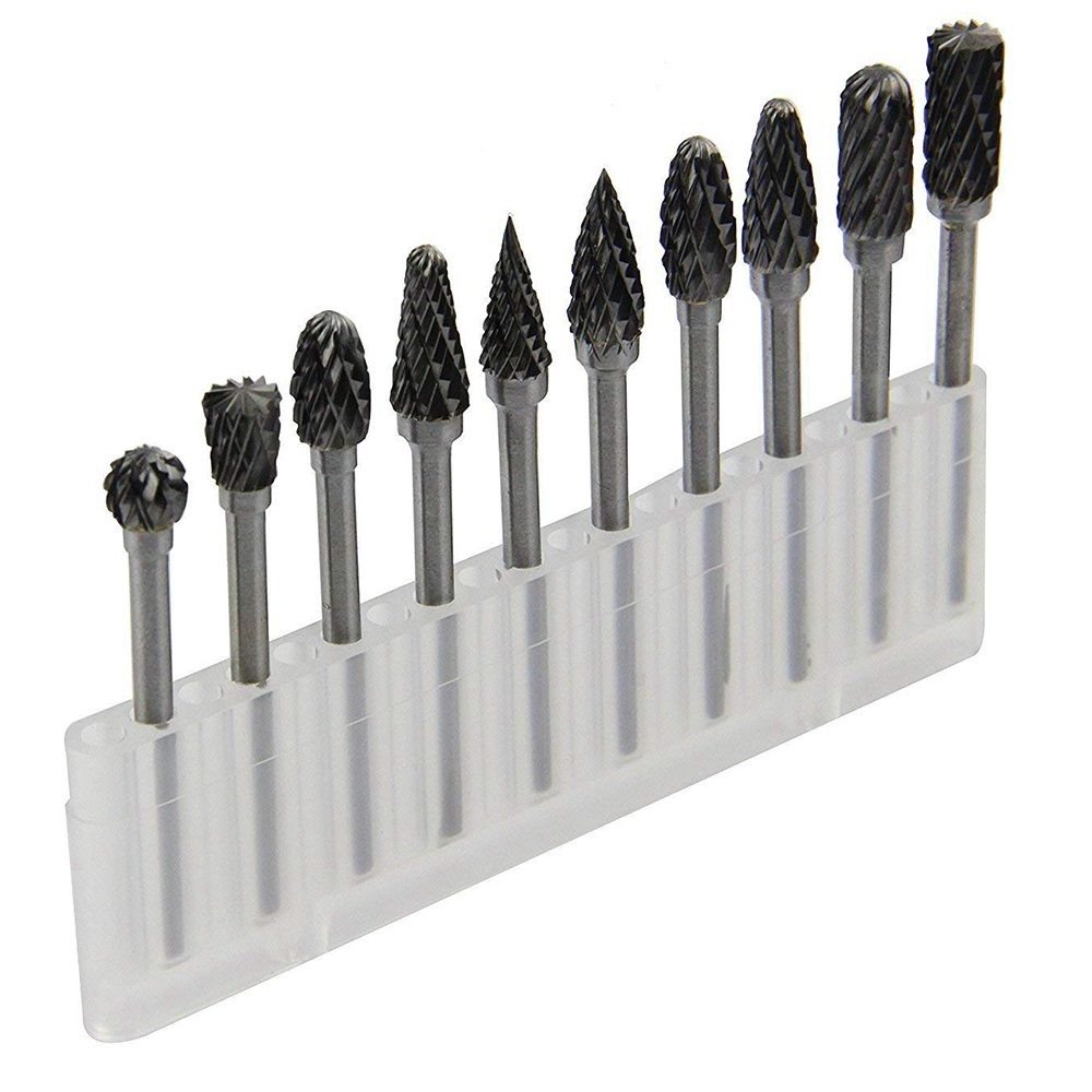 Quality YANXUAN 10 Pieces 3mm Tungsten Carbide Rotary Files Burrs Set,Double Cut Rotary Tools for Woodworking Bit for sale