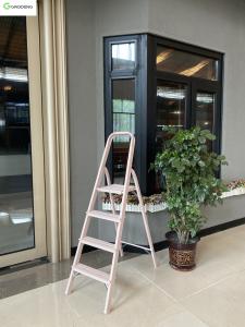 Quality Pink Light Aluminum Ladder 1.0mm 4 Steps Indoor Anti Skid for sale