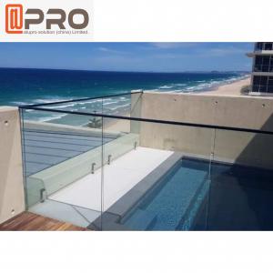 Quality Outdoor Stainless Steel Frameless Aluminum Handrail With Glass for sale