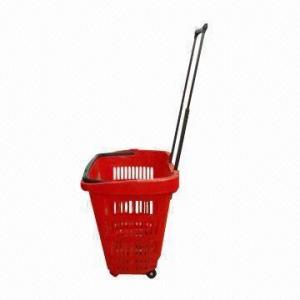 Quality 30L Storage Basket with Wheels and Telescopic Handle for sale